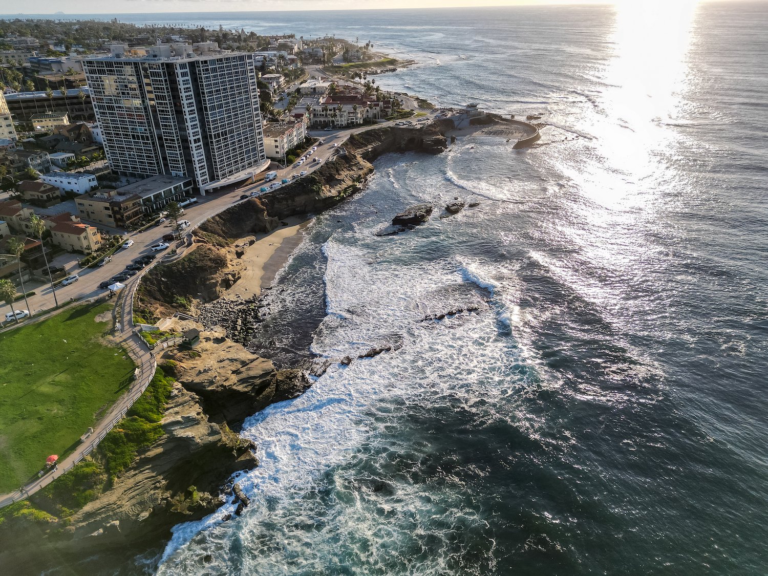 Aerial view of La Jolla People's Traverse climbing spot