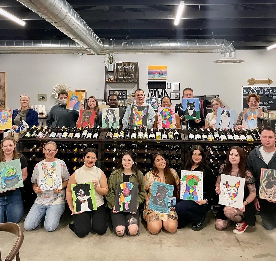 Best wine bars in San Diego featuring wine and painting events at Vinya: Vino + Vinyasa in Clairemont