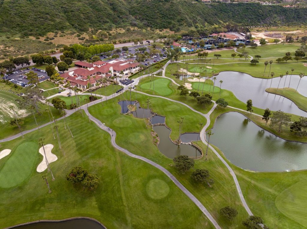 Aerial view of Vertical photo of Fairbanks Ranch Country club and its Golf Course