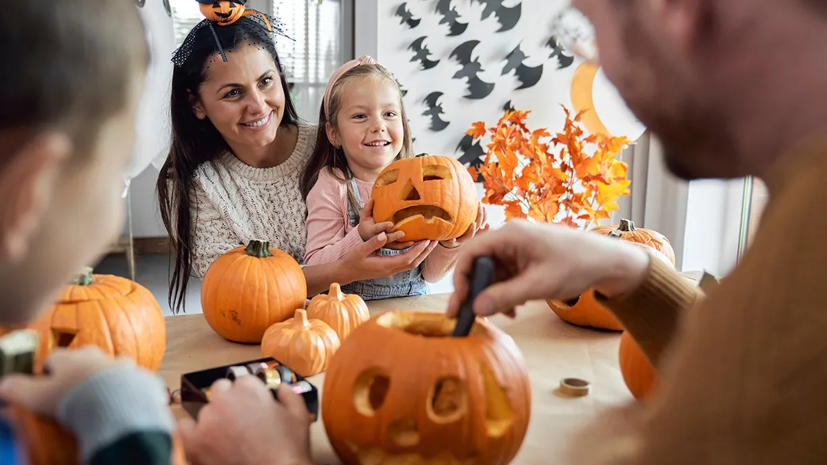 Pumpkin carving with young family