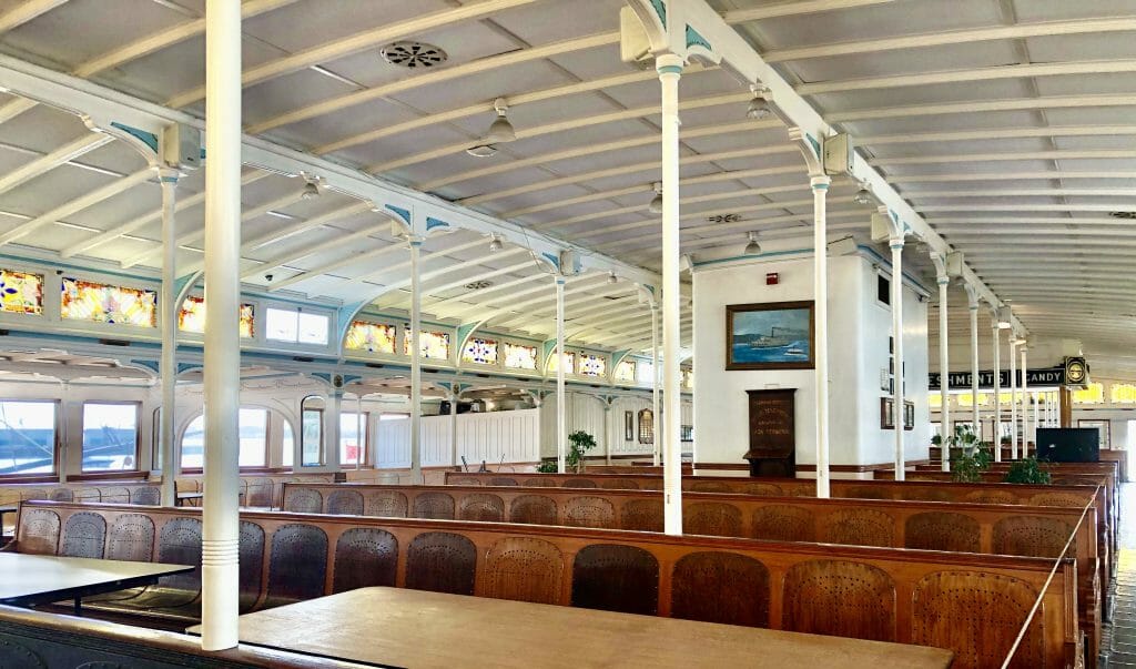 inside of old ferry at maritime museum San Diego 