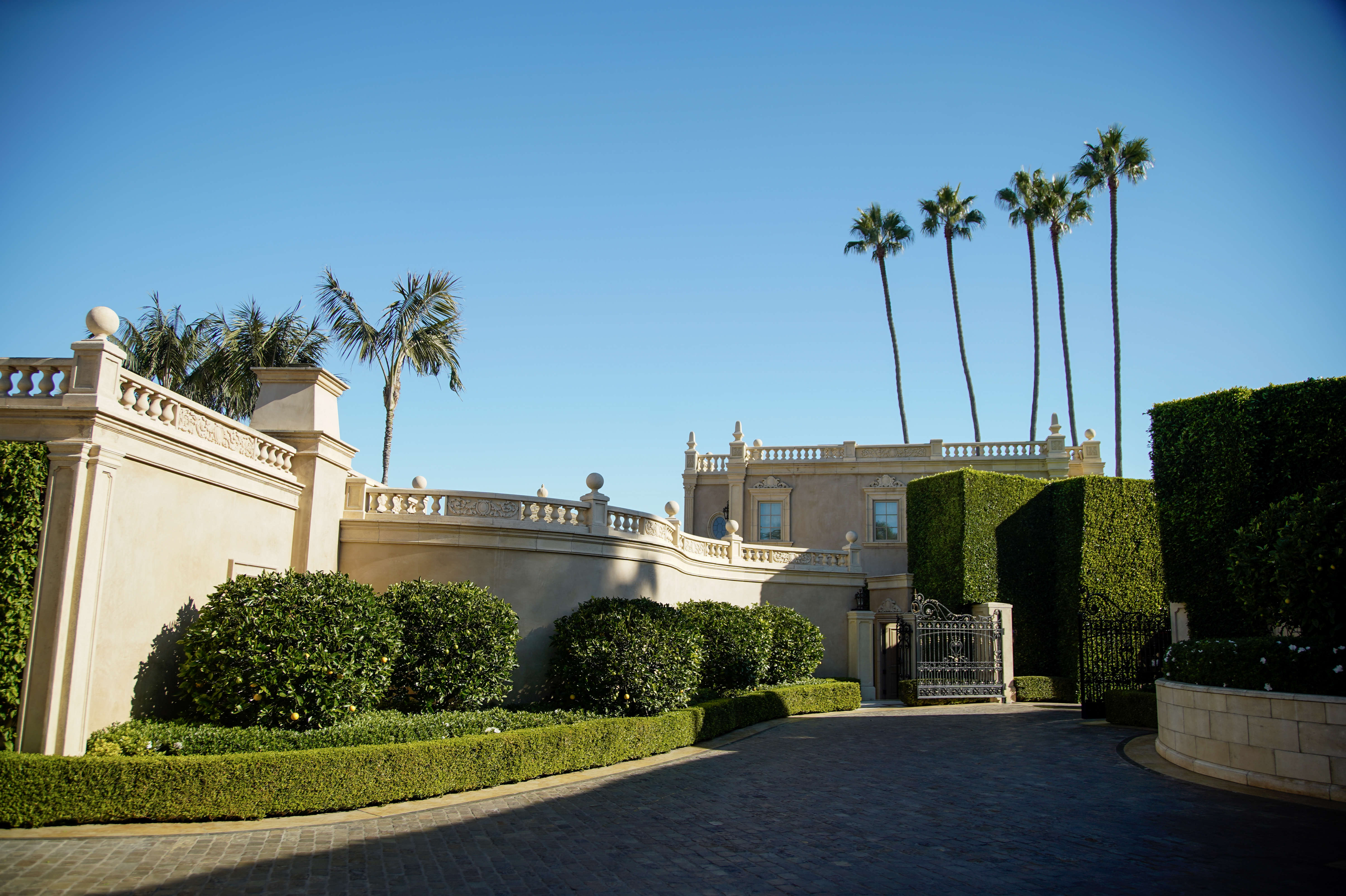 Main driveway of The Sand Castle mansion in La Jolla...