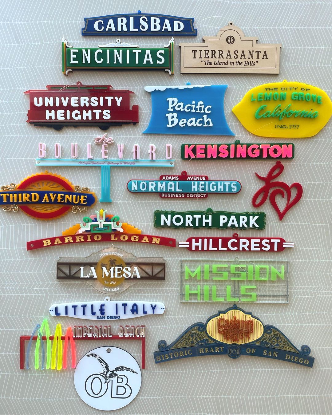 San Diego gifts to buy this holiday season featuring Neighborhood sign Ornaments from WTF Mary