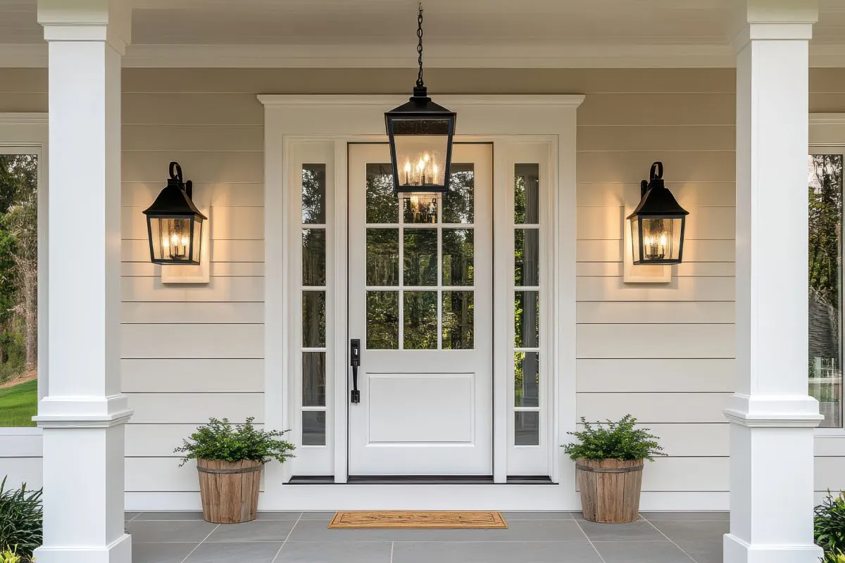 Front Porch with stylish planters