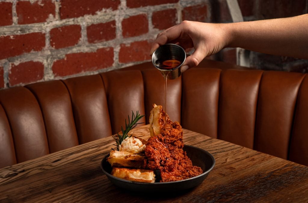 Chicken and waffles from Hotel Del Coronado's restaurant The Laundry Pub hosting their Rockin New Year's Eve party