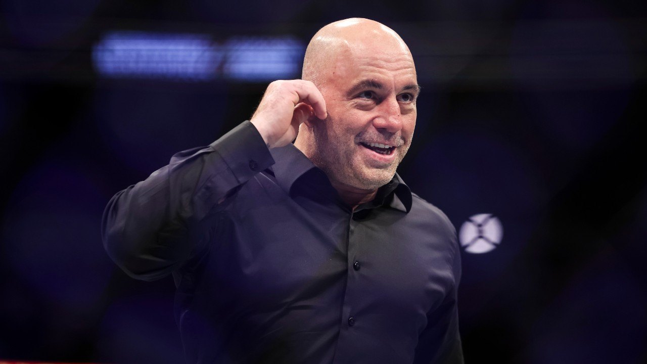 JACKSONVILLE, FLORIDA - APRIL 09: Joe Rogan looks on during the UFC 273 event at VyStar Veterans Memorial Arena on April 09, 2022 in Jacksonville, Florida. (Photo by James Gilbert/Getty Images)