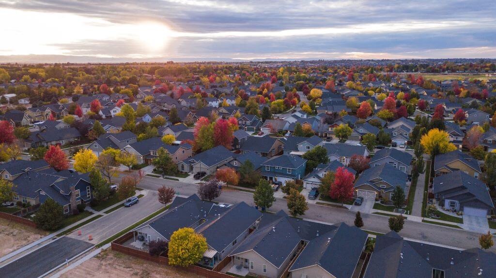 Rows of near-identical homes