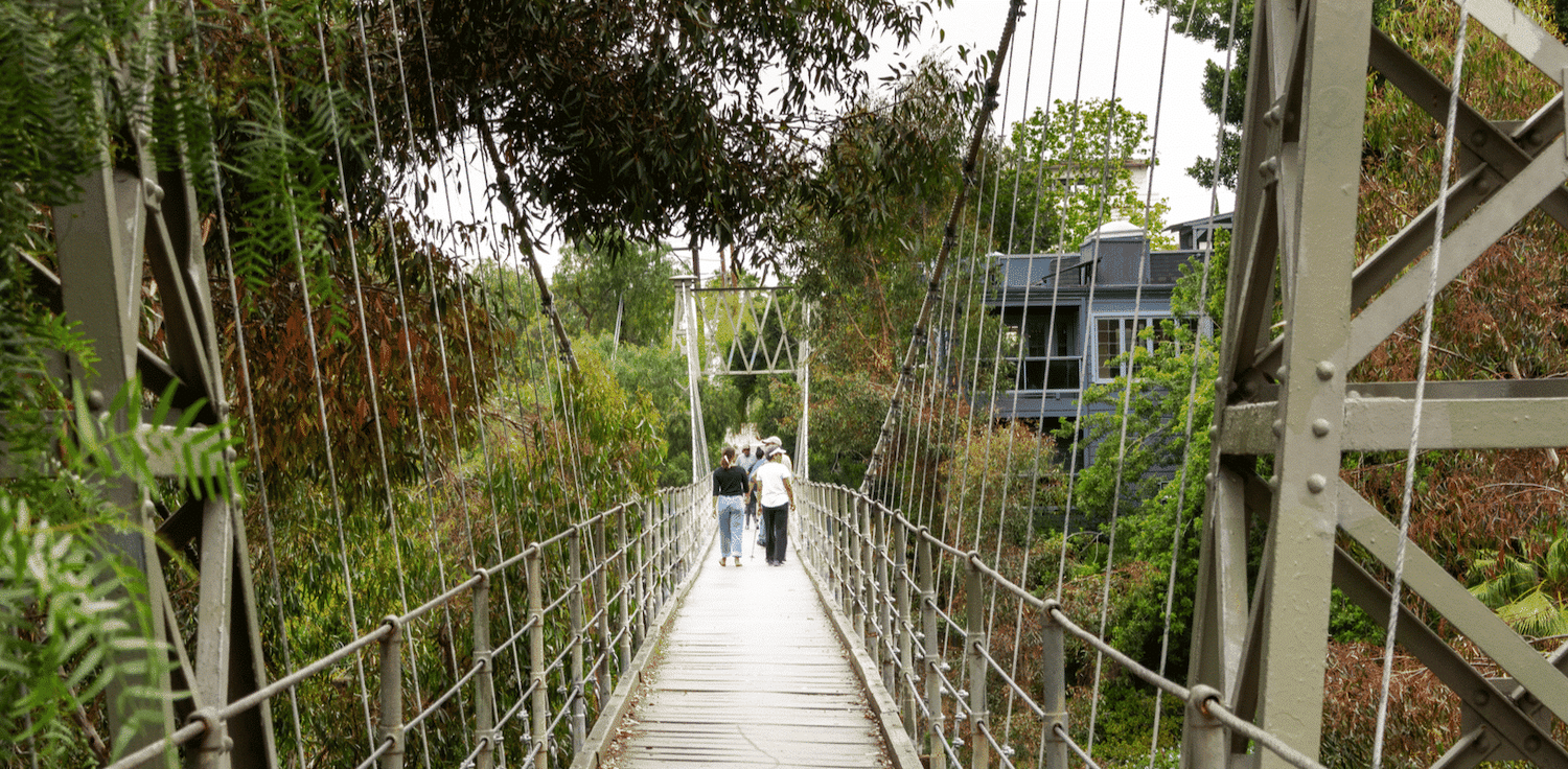 San Diego hike the Balboa Park seven bridges hike featuring Spruce Street Suspension Bride