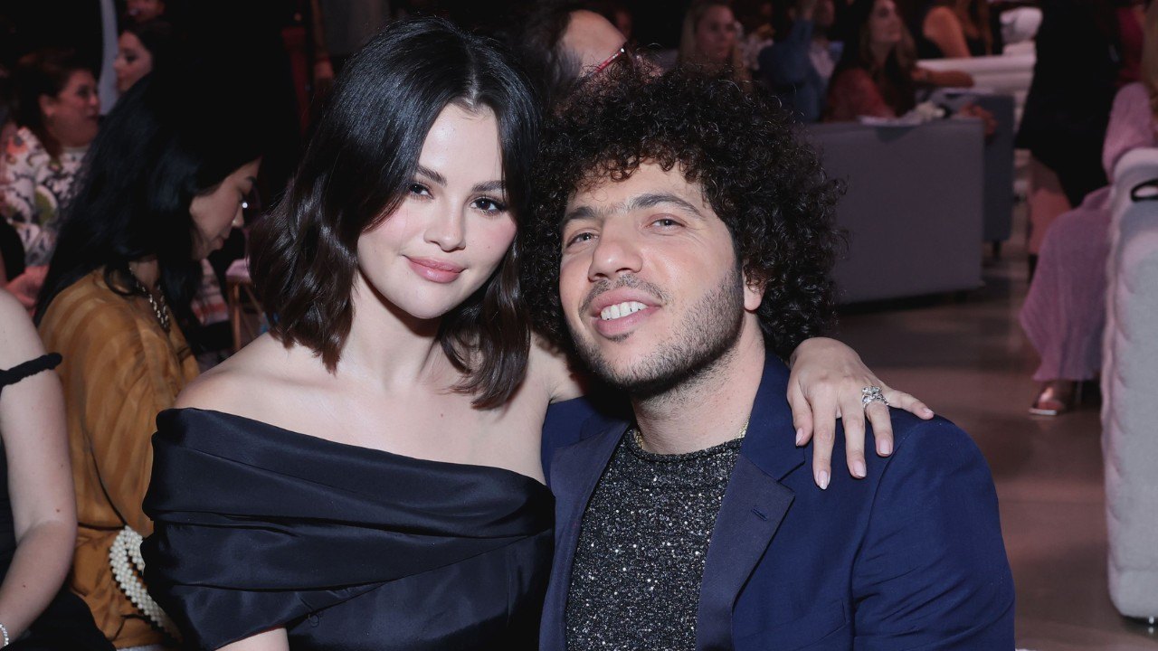 LOS ANGELES, CALIFORNIA - OCTOBER 24: (L-R) Selena Gomez and Benny Blanco attend the Second Annual Rare Impact Fund Benefit Supporting Youth Mental Health, hosted by Selena Gomez, at Nya Studios on October 24, 2024 in Los Angeles, California. (Photo by Amy Sussman/Getty Images)