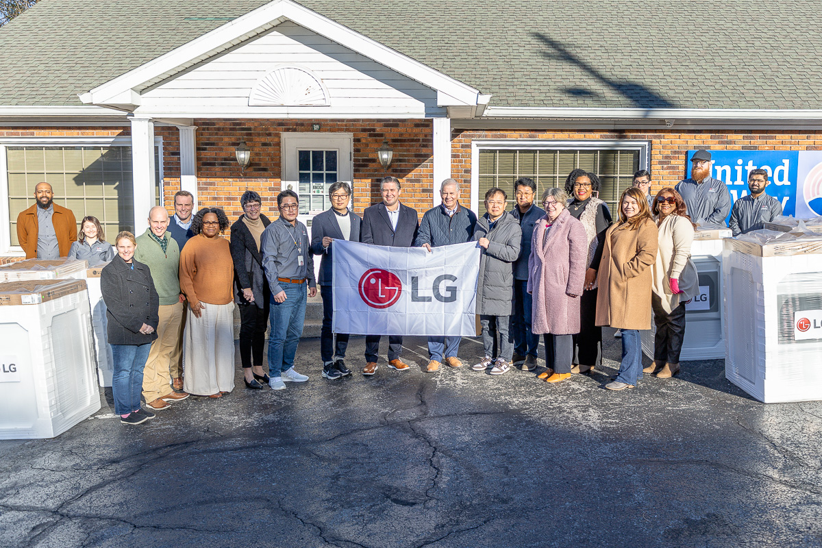 LG Electronics donates washer and dryer units to tornado survivors in Clarksville on December 12, 2024. (Wesley Irvin)