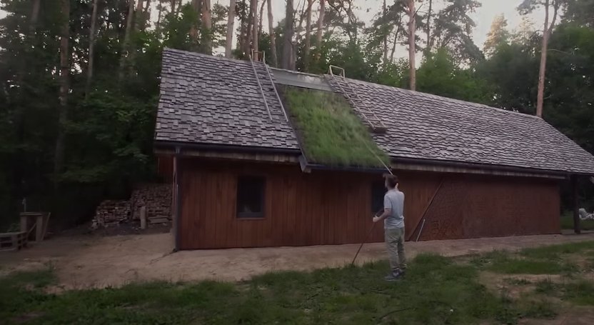 Most people were surprised that they covered the skylight with solid and planted grass on it.