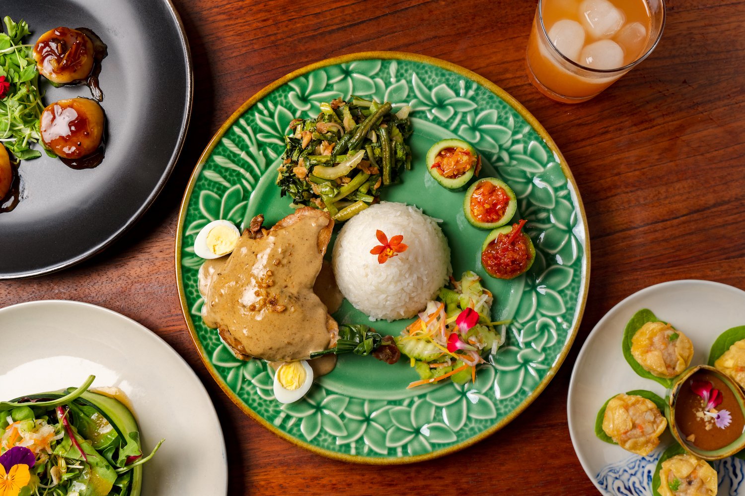 Plate of Indonesian food from backyard restaurant Warung RieRie in Clairemont, San Diego