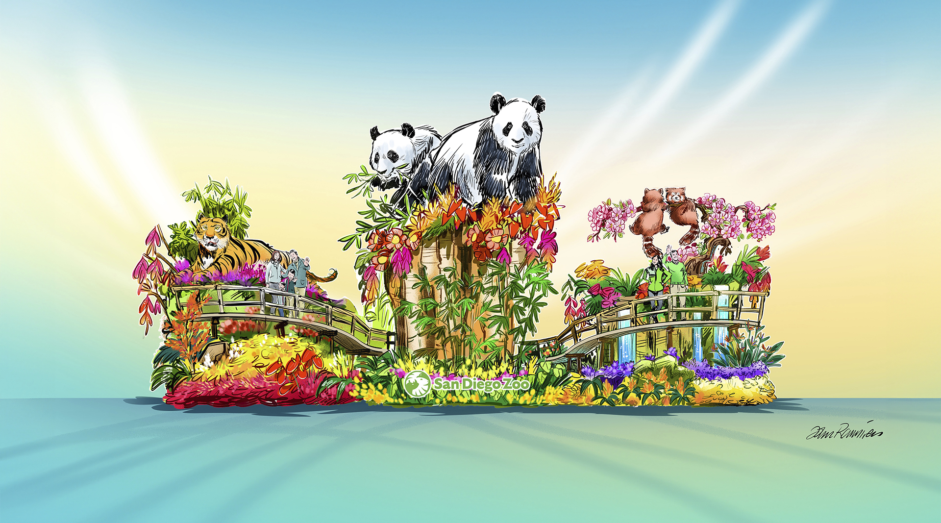 A rendering of the 2025 Rose Parade float from the San Diego Zoo Wildlife Alliance. Courtesy SDZWA