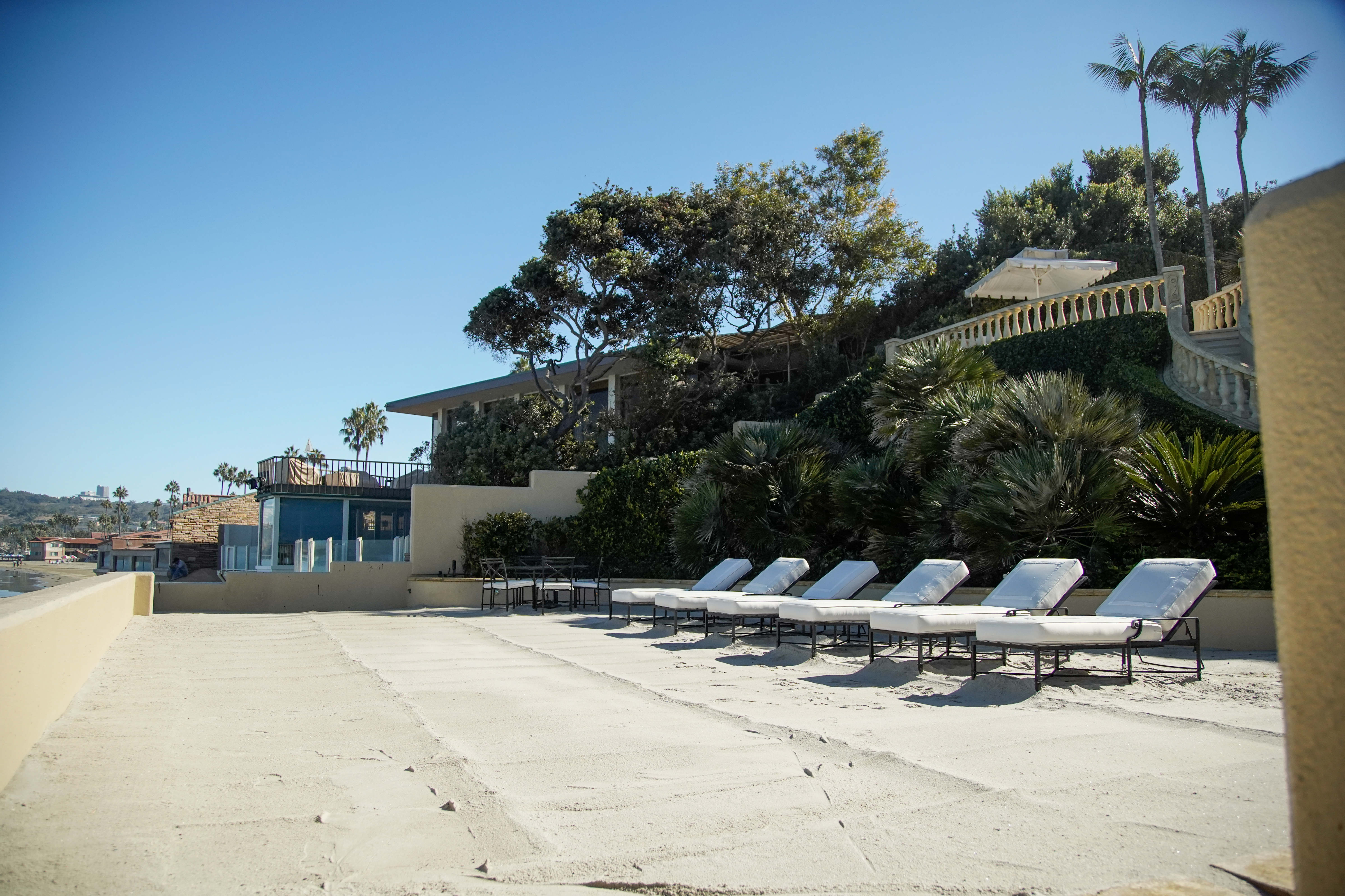 Private beach of The Sand Castle mansion in La Jolla...