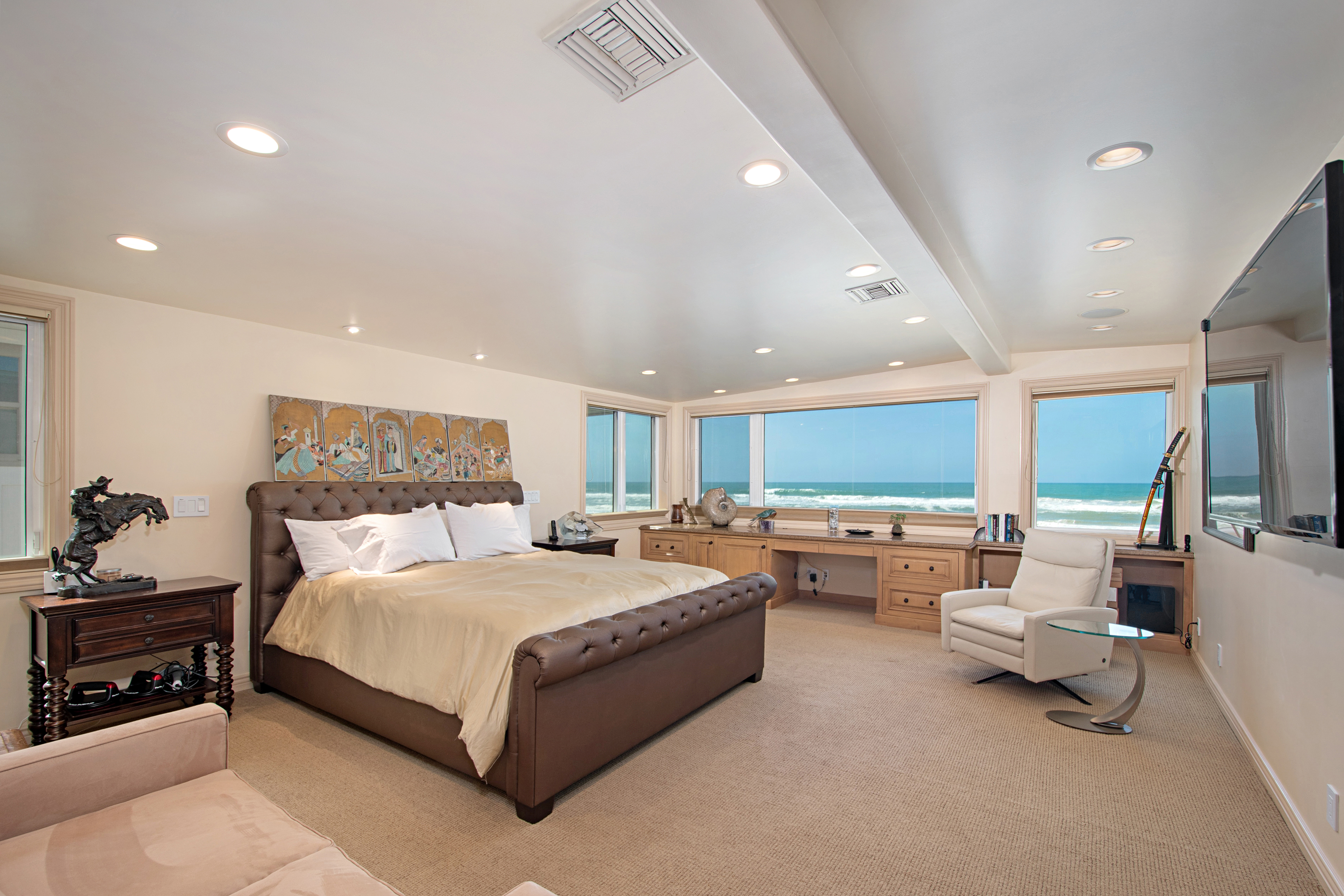 The primary bedroom at 2016 Ocean Front. (Barry Estates)