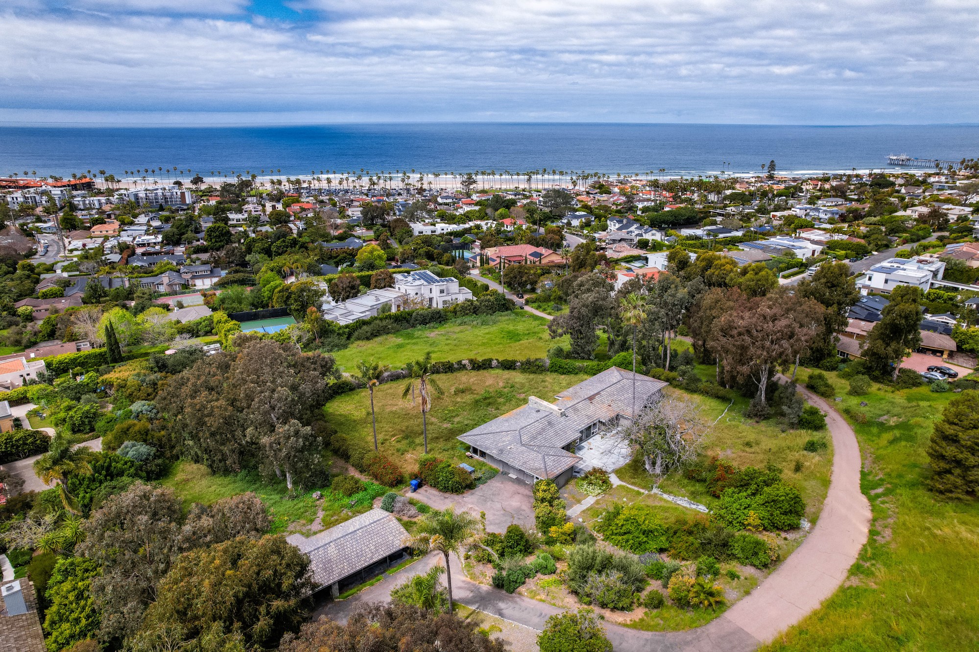 An aerial view of 8303 La Jolla Shores Dr., which sold this week for $35 million. The 4.5 acre property ties the record for biggest ever La Jolla residential sale. (Courtesy of Property Showcase Group)