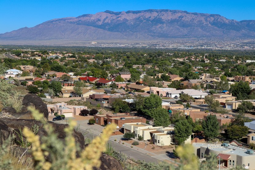 A beautiful view of a suburban Albuquerque. NM