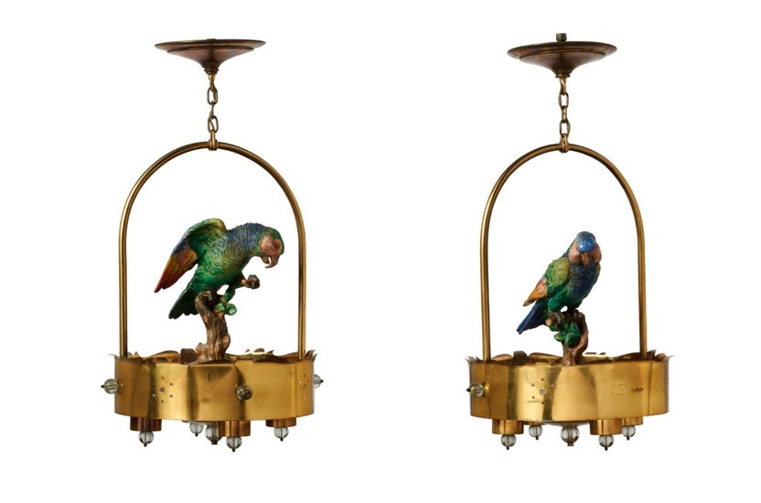 Two different designers created these elaborate ceiling lamps.