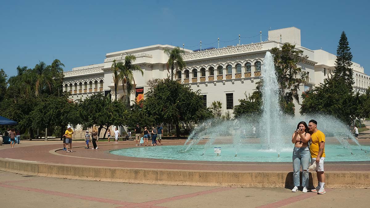 Water fountain and National History Museum at Balboa Park. Photo by Chris Stone