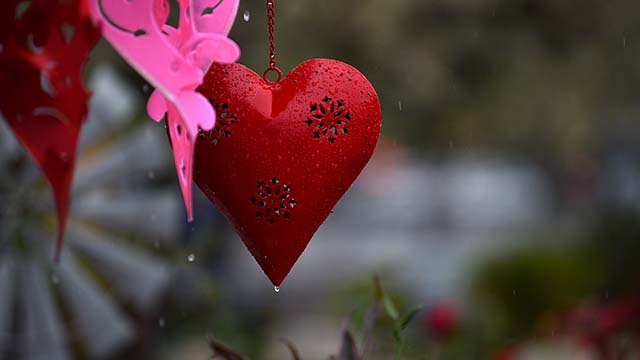 Rain made selling flowers and Valentine's Day decorations more difficult.