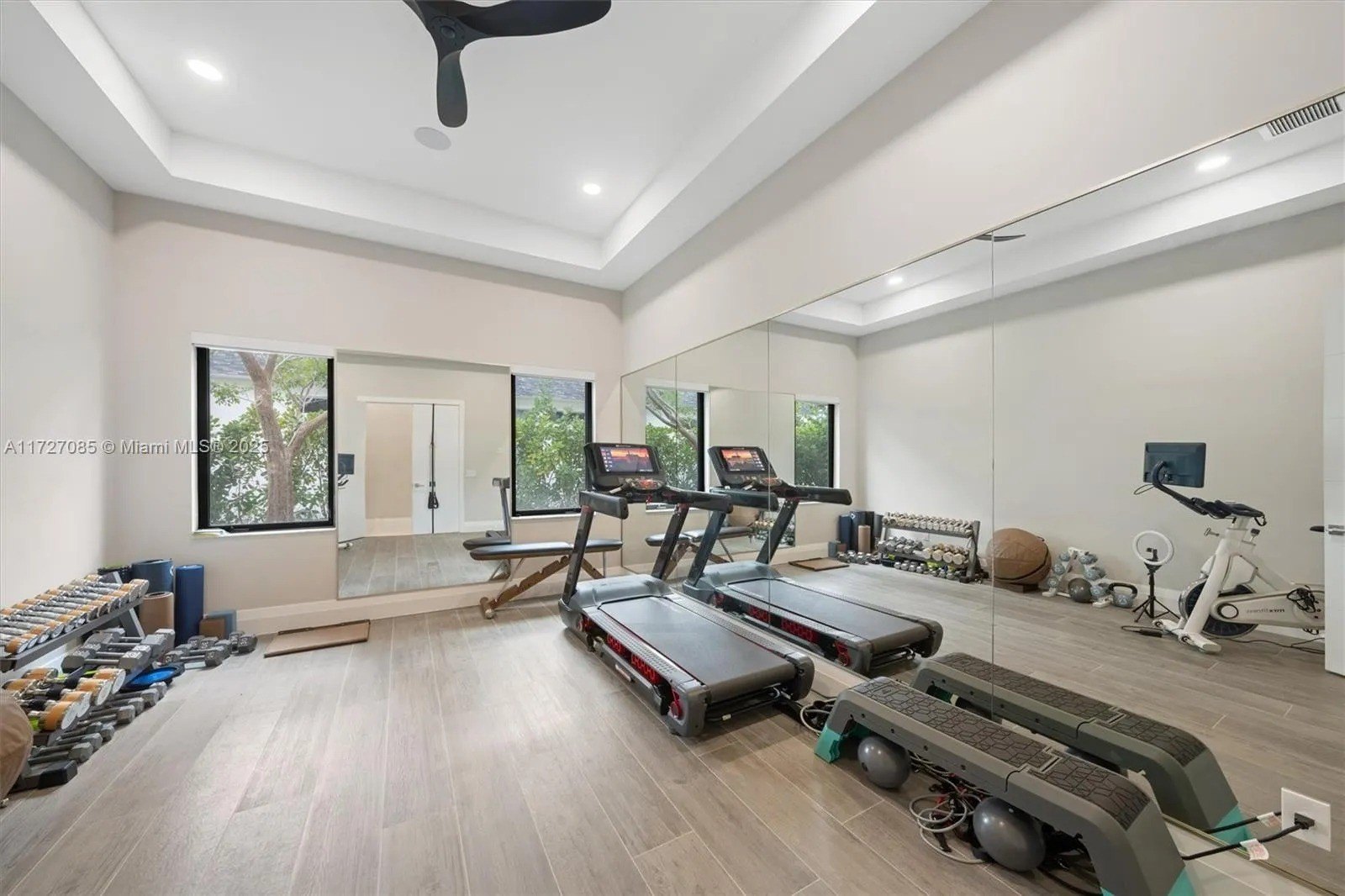 gym equipment in a room