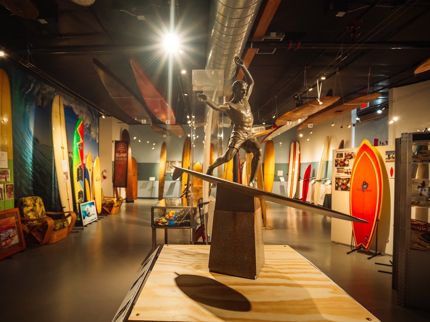 Interior of San Diego museum the California Surf Museum in Oceanside