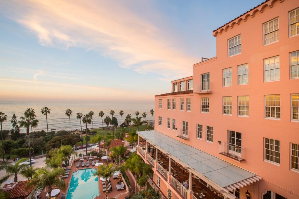 View of La Valencia Hotel La Jolla overlooking the Ocean