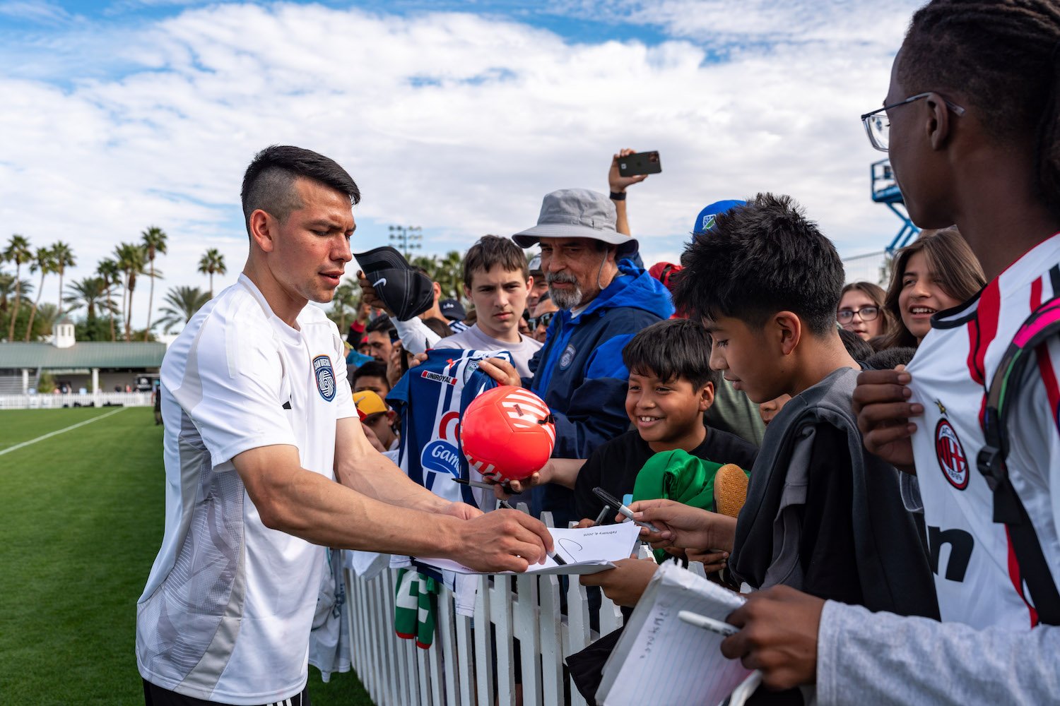 San Diego FC preseason MLS games at the Coachella Valley Invitational featuring Hirving “Chucky” Lozano signing autographs