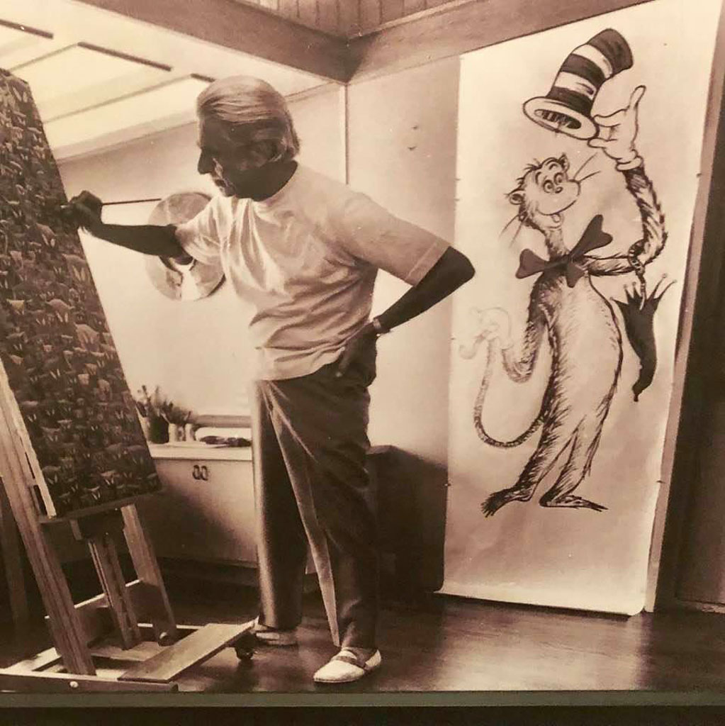 Vintage Photo of Theodor Geisel aka Dr. Seuss in his studio painting