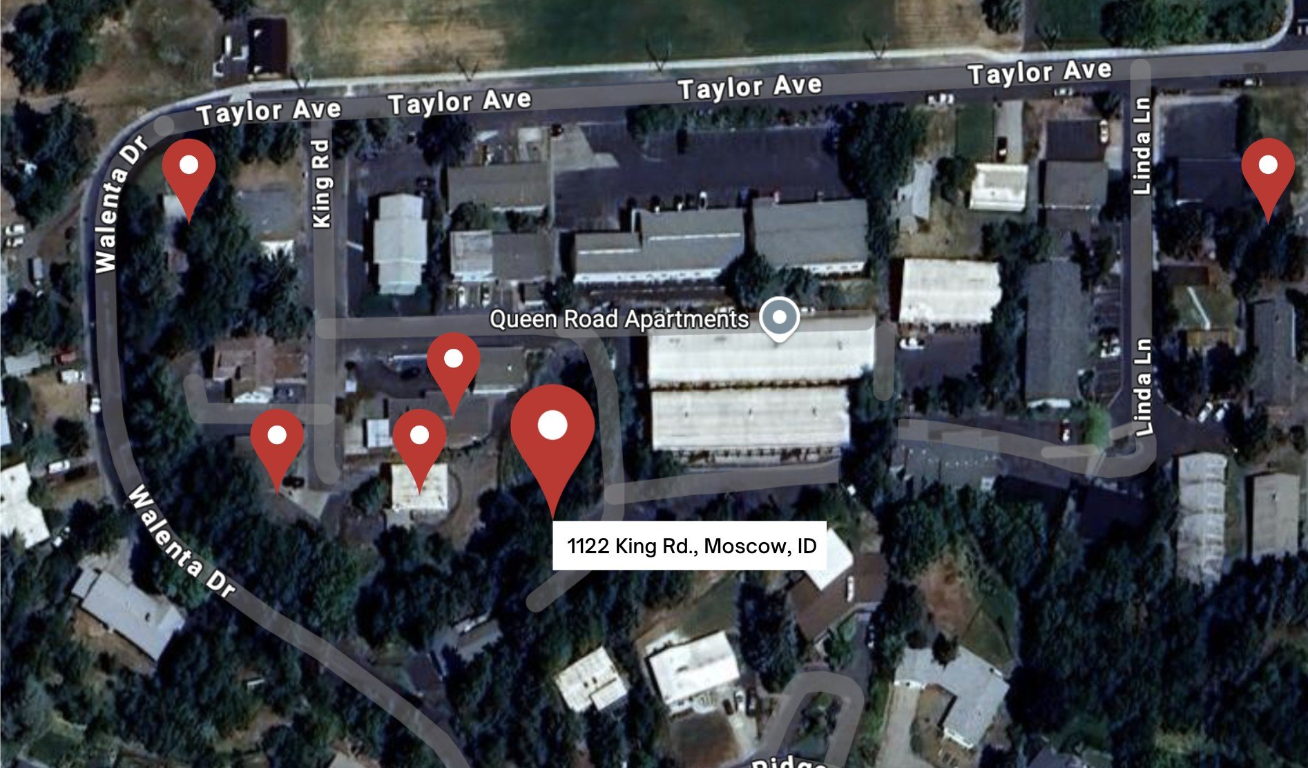 Map of homes in Moscow, ID