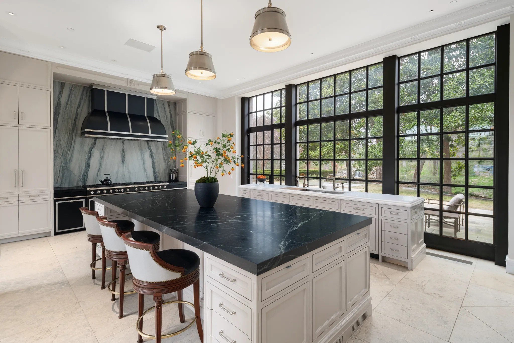 An expansive modern kitchen was added.