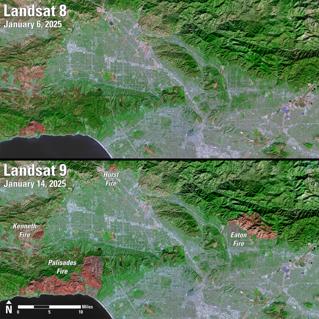 Satelite photo of Greater Los Angeles  Wildfires 2025