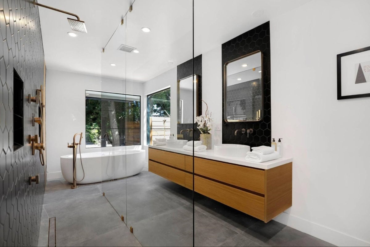 mixed metal bathroom