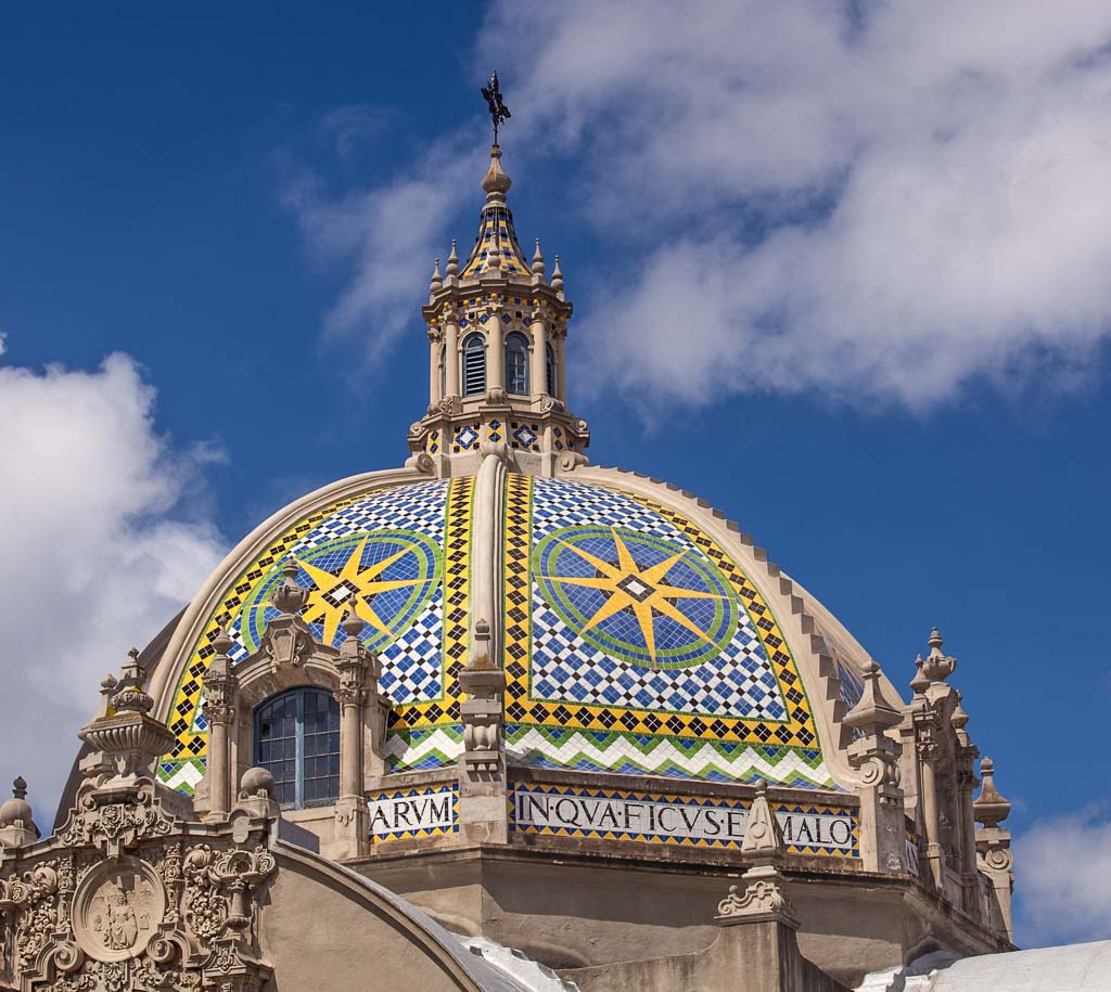 View of the ornatedome on Museum of Man in Balboa Park in San Diego