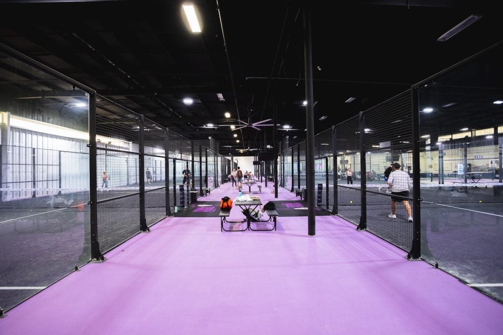 Interior of King of Padel in Bay Ho, San Diego offering several padel courts