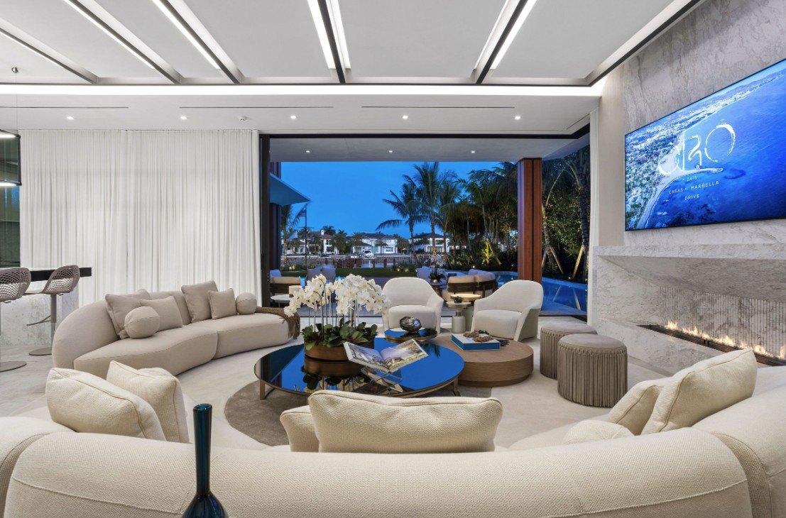 Luxurious rooms with white stone cladding can be scented with the estate's custom aroma.