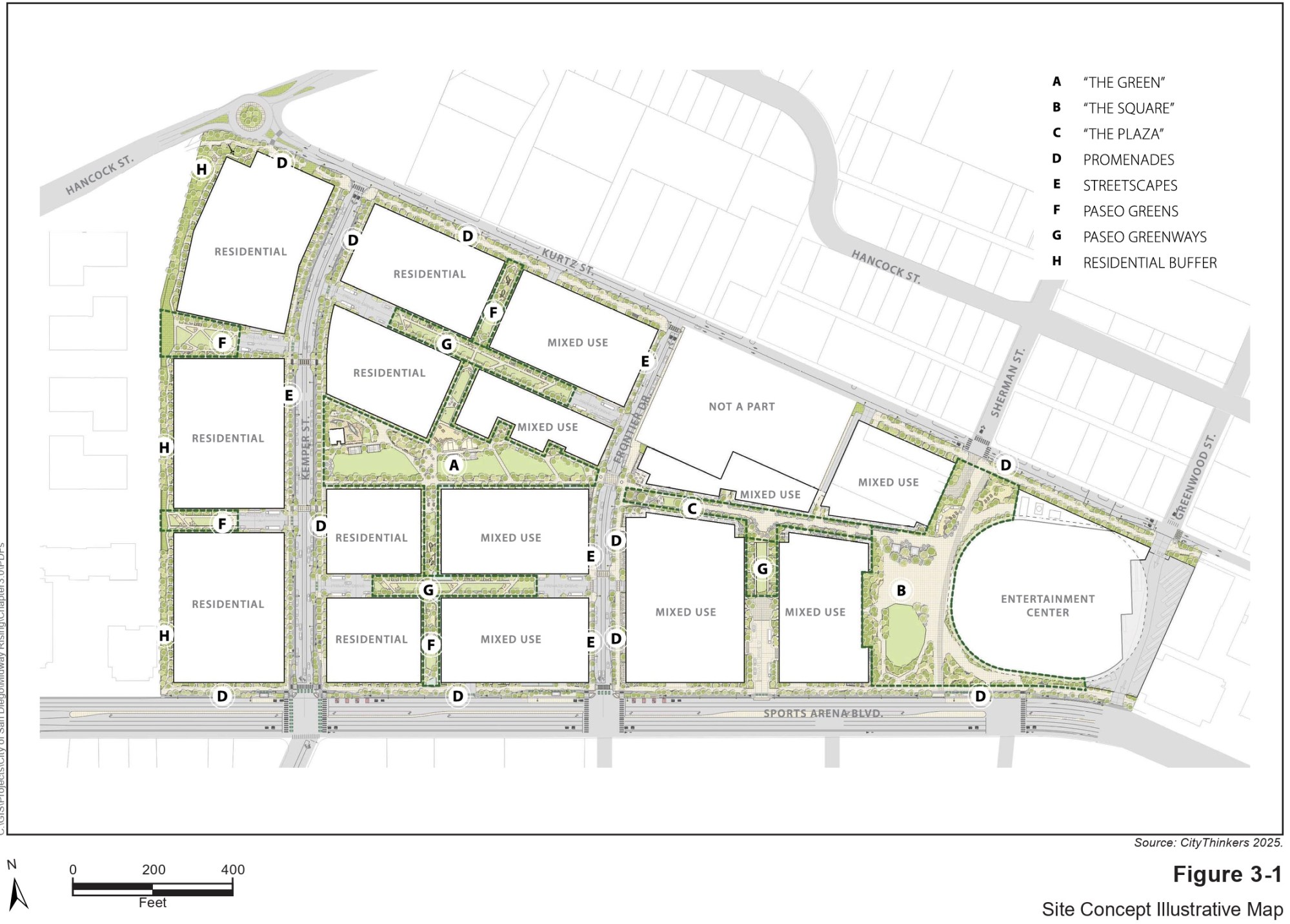 The site plan for the Midway Rising Specific Plan. (City of San Diego)