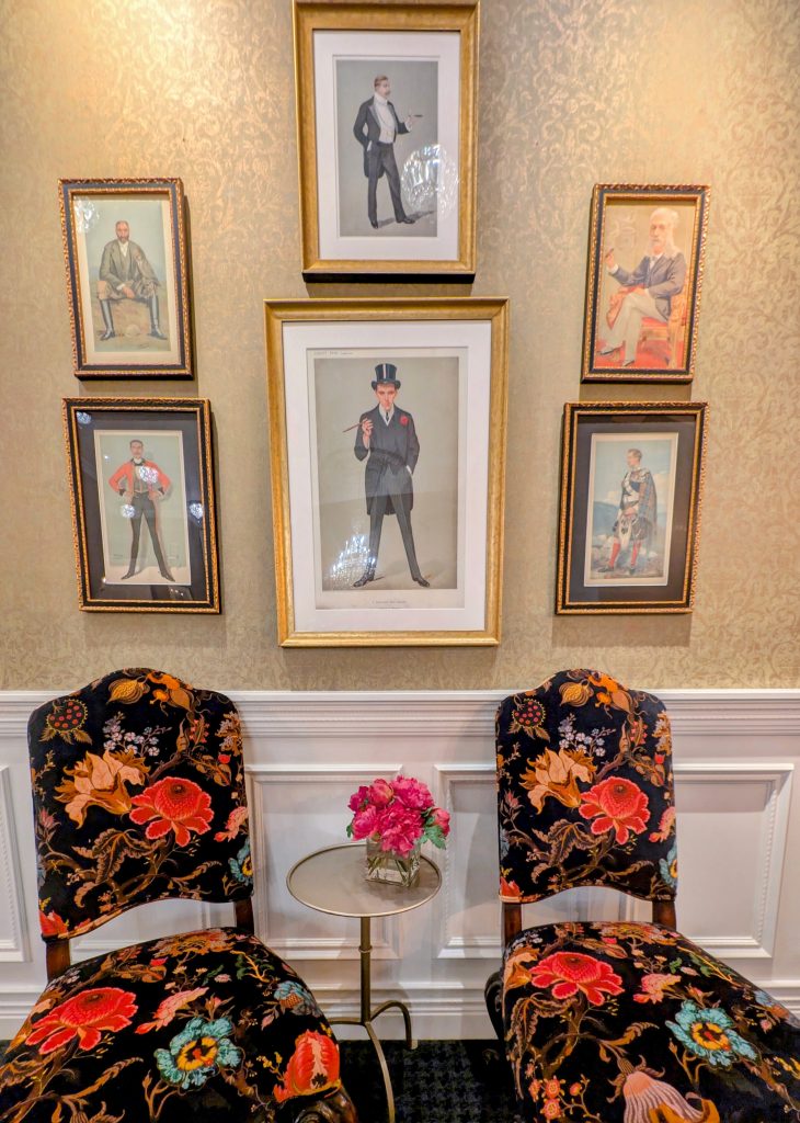 Victorian pictures and chairs at The Genevieve Hotel Santa Ynez