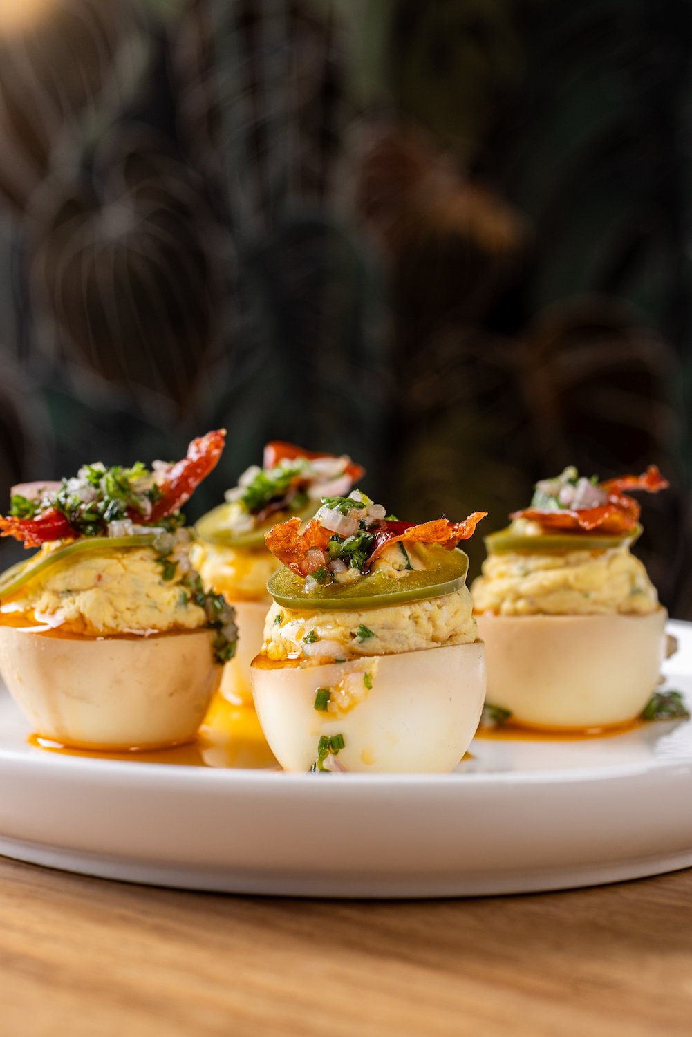Deviled eggs from San Diego Mediterranean restaurant Boujie Mana in Serra Mesa