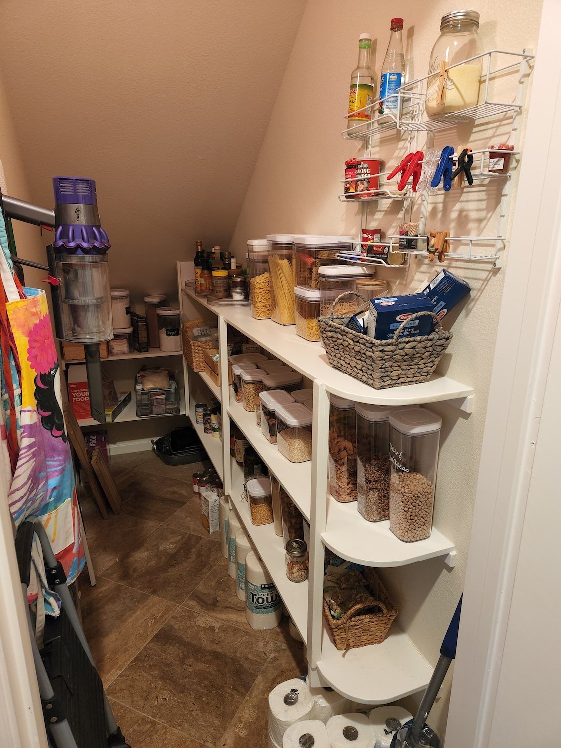 After spring cleaning picture of an un-organized family home pantry