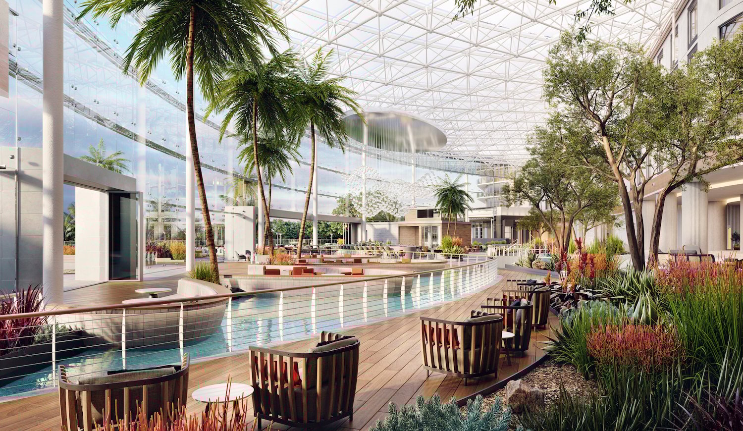 Interior rendering of Mariner's Bar in the atrium at San Diego hotel the Gaylord Pacific Resort & Convention Center in Chula Vista