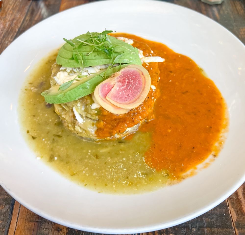 San Diego restaurant Farmer’s Bottega in Mission Hills featuring the Bottega Stack dish