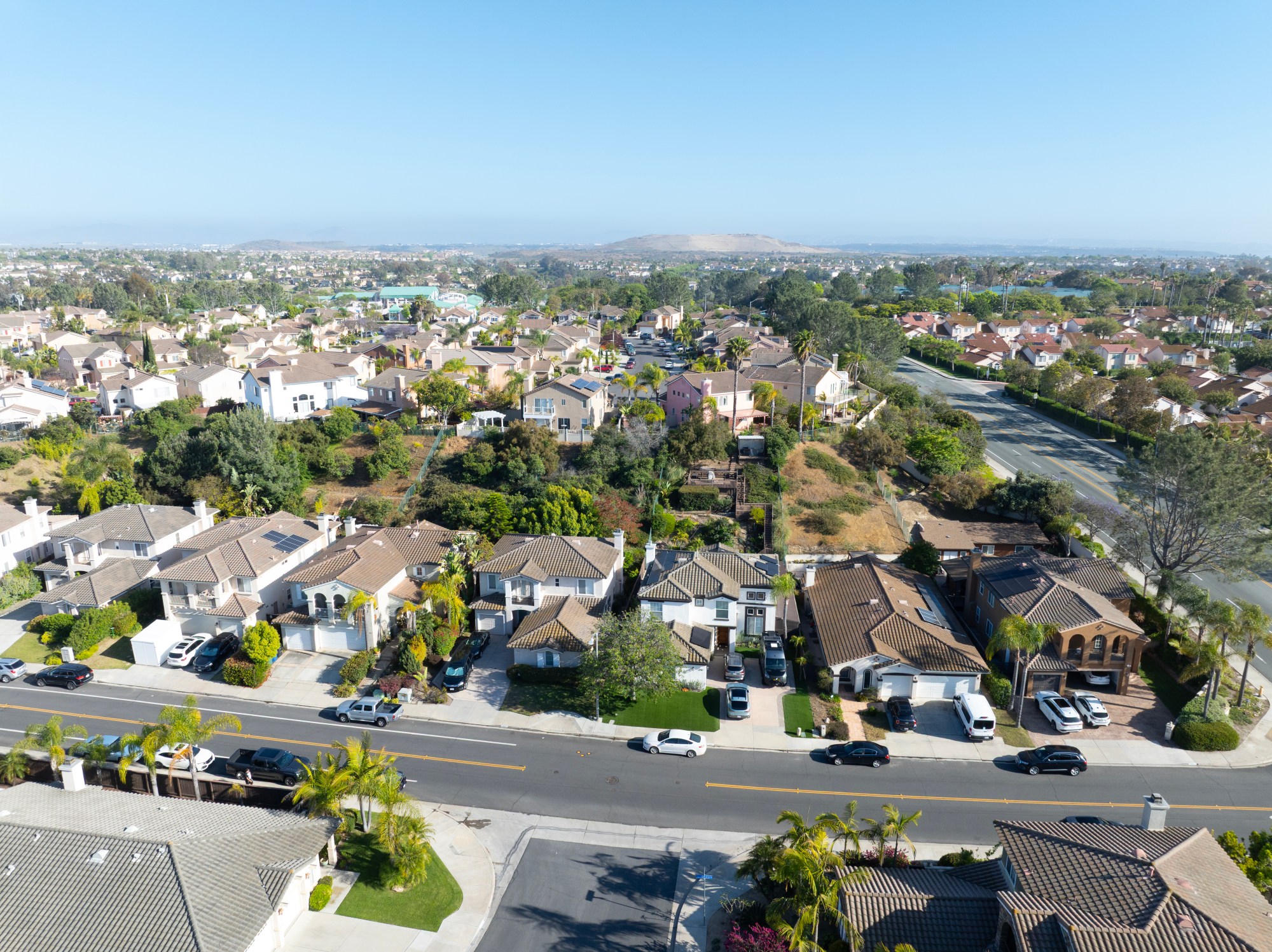 The neighbor community of Rancho Del Rey in Chula Vista on Wednesday, May 21, 2025. The median home price in San Diego County was $900,000 in March, up 1.1% from the previous month, said a Attom Data Solutions report released this week. The median, a combination of all closed sales of single-family houses, townhouses and condos, is up 2.7% in a year. Last year at the same time, home prices were up 10% in a year. (Nelvin C. Cepeda / The San Diego Union-Tribune)