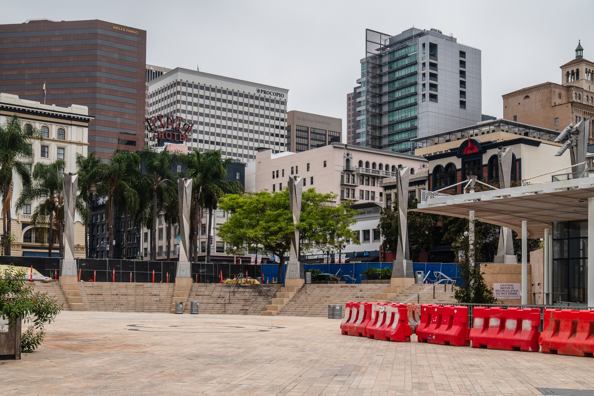 A view of Horton Plaza Park in downtown San Diego on June 10, 2025. (Ariana Drehsler, The San Diego Union-Tribune)