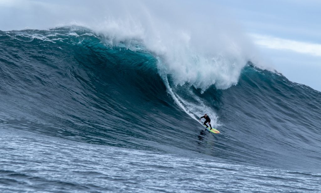 San Diego big wave surfer Jojo Roper surfing at Mavericks, California