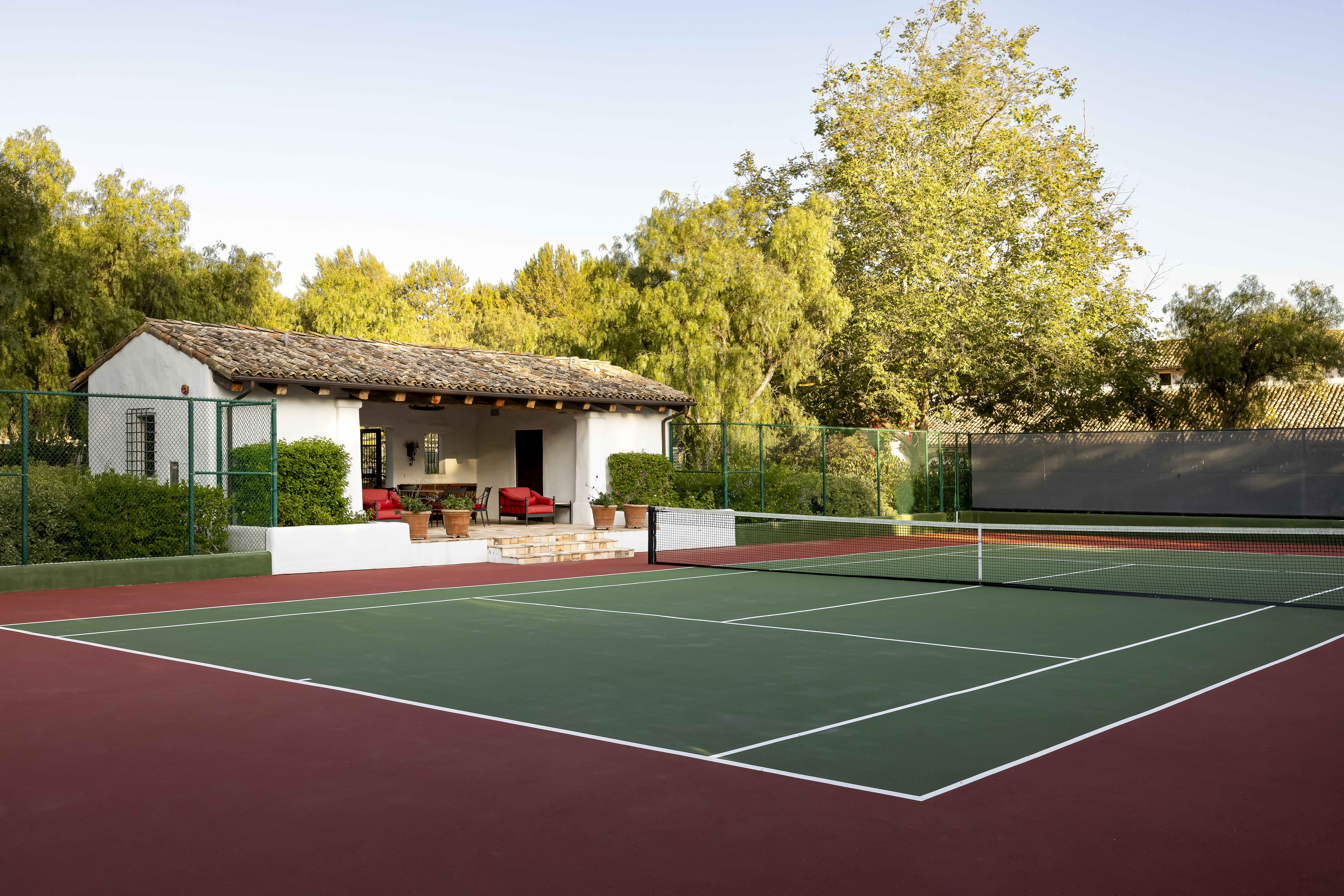 The tennis court at Willow Creek Estate in Rancho Santa...