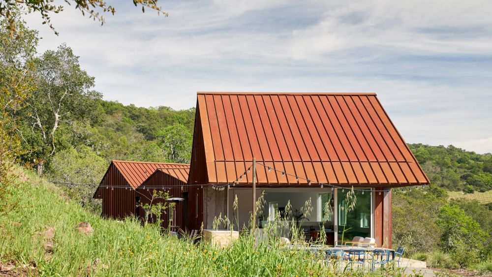Weathering steel concrete and glass