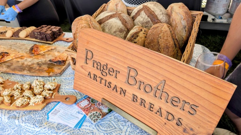 Prager Brothers Bread and pizza booth at Sommsation VIP Pavilion California Wine Festival Carlsbad