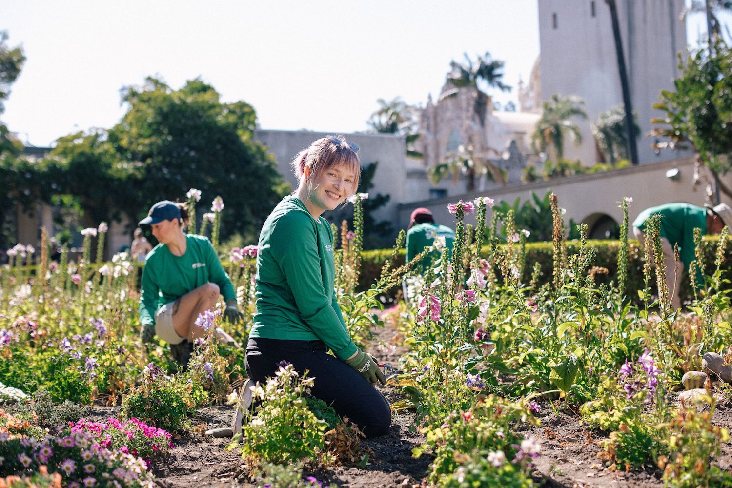 Volunteers at San Diego nonprofit Forever Balboa Park working on the park's garden