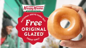 Enjoy free Krispy Kreme doughnut right from your car on National Drive-Thru Day